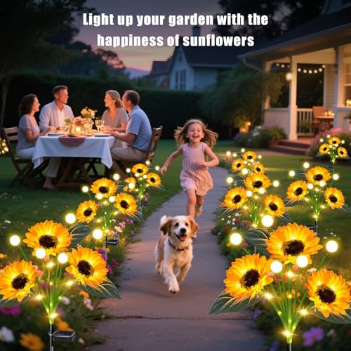 6 Pack Solar Sunflower Lights Waterproof Outdoor in 6 Pack Sunflowers Lights, alternate view 2