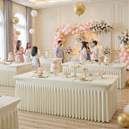 6 Pack Spandex Beige Fitted Table Cloth for 6ft Rectangle Tables Beige Stretch Tablecloth Table Covers Skirt, alternate view