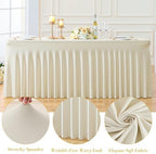 6 Pack Spandex Beige Fitted Table Cloth for 6ft Rectangle Tables Beige Stretch Tablecloth Table Covers Skirt, alternate view