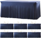 6 Pack Spandex Navy Blue Fitted Table Cloth for 6ft Rectangle Tables Navy Blue Stretch Tablecloth Banquet Table