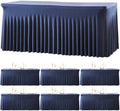 6 Pack Spandex Navy Blue Fitted Table Cloth for 8ft Rectangle Tables Navy Blue Stretch Tablecloth Banquet Table