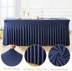 6 Pack Spandex Navy Blue Fitted Table Cloth for 8ft Rectangle Tables Navy Blue Stretch Tablecloth Banquet Table, alternate