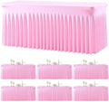 6 Pack Spandex Pink Fitted Table Cloth for 6ft Rectangle Tables Pink Stretch Tablecloth Table Covers Banquet