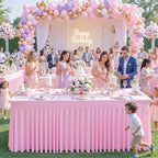 6 Pack Spandex Pink Fitted Table Cloth for 6ft Rectangle Tables Pink Stretch Tablecloth Table Covers Banquet, alternate view