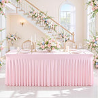 6 Pack Spandex Pink Fitted Table Cloth for 8ft Rectangle Tables Pink Stretch Tablecloth Table Covers Skirt, alternate view 4