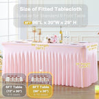 6 Pack Spandex Pink Fitted Table Cloth for 8ft Rectangle Tables Pink Stretch Tablecloth Table Covers Skirt, alternate view 5