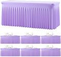 6 Pack Spandex Purple Fitted Table Cloth for 6ft Rectangle Tables Purple Stretch Tablecloth Table Covers Skirt