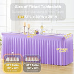 6 Pack Spandex Purple Fitted Table Cloth for 6ft Rectangle Tables Purple Stretch Tablecloth Table Covers Skirt, alternate