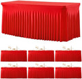 6 Pack Spandex Red Fitted Table Cloth for 8ft Rectangle Tables Red Stretch Tablecloth Table Covers Skirt Banquet