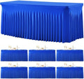 6 Pack Spandex Royal Blue Fitted Table Cloth for 6ft Rectangle Tables Blue Tablecloth Stretch Table Covers Skirt
