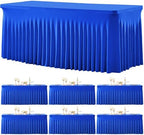 6 Pack Spandex Royal Blue Fitted Table Cloth for 6ft Rectangle Tables Blue Tablecloth Stretch Table Covers Skirt