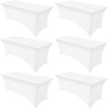 6 Pack Spandex Table Cloth 6FT, Elastic Fitted White Tablecloth in White
