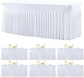 6 Pack Spandex White Fitted Table Cloth for 8ft Rectangle Tables White Stretch Tablecloth Table Covers Skirt