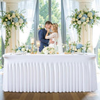6 Pack Spandex White Fitted Table Cloth for 8ft Rectangle Tables White Stretch Tablecloth Table Covers Skirt, alternate view