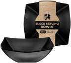 6 Pack Square Extra Large Plastic Black Serving Bowls -128 Oz Black Plastic bowls - Salad Bowls Large Serving