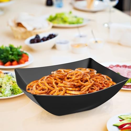 6 Pack Square Extra Large Plastic Black Serving Bowls -128 Oz Black Plastic bowls - Salad Bowls Large Serving, alternate view