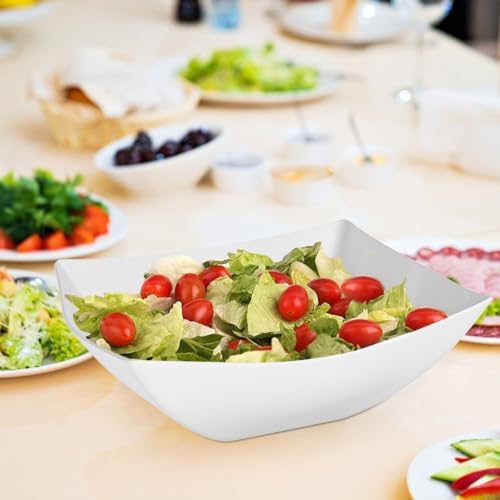 6 Pack Square Extra Large Plastic White Serving Bowls -128 Oz White Plastic bowls - Salad Bowls Large Serving, alternate view