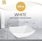 6 Pack Square Extra Large Plastic White Serving Bowls -128 Oz White Plastic bowls - Salad Bowls Large Serving, alternate view