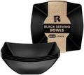 6 Pack Square Plastic Black Serving Bowls - Black Plastic bowls 64 Oz - Salad Bowls Large Serving - Premium
