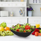 6 Pack Square Plastic Black Serving Bowls - Black Plastic bowls 64 Oz - Salad Bowls Large Serving - Premium, alternate view 2