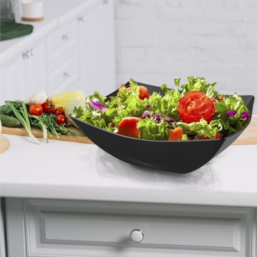 6 Pack Square Plastic Black Serving Bowls - Black Plastic bowls 64 Oz - Salad Bowls Large Serving - Premium, alternate view 4
