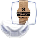6 Pack Square Plastic Serving Bowls - Clear Plastic bowls 16 Oz - Disposable Serving Bowls Heavy Duty For