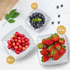 6 Pack Square Plastic Serving Bowls - Clear Plastic bowls 16 Oz - Disposable Serving Bowls Heavy Duty For, alternate view 2