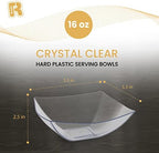 6 Pack Square Plastic Serving Bowls - Clear Plastic bowls 16 Oz - Disposable Serving Bowls Heavy Duty For, alternate view 3