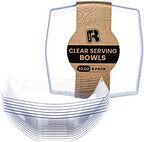 6 Pack Square Plastic Serving Bowls - Clear Plastic bowls 32 Oz - Salad Bowls Large Serving, Premium Duty For