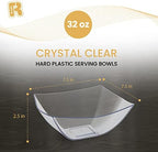6 Pack Square Plastic Serving Bowls - Clear Plastic bowls 32 Oz - Salad Bowls Large Serving, Premium Duty For, alternate view