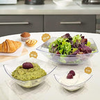 6 Pack Square Plastic Serving Bowls - Clear Plastic bowls 32 Oz - Salad Bowls Large Serving, Premium Duty For, alternate view