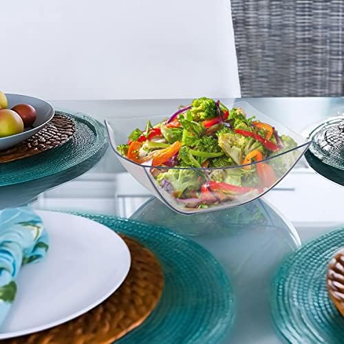 6 Pack Square Plastic Serving Bowls - Clear Plastic bowls 32 Oz - Salad Bowls Large Serving, Premium Duty For, alternate view