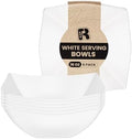 6 Pack Square Plastic Serving Bowls - White Plastic bowls 16 Oz - Premium White Bowls Disposable Heavy Duty For
