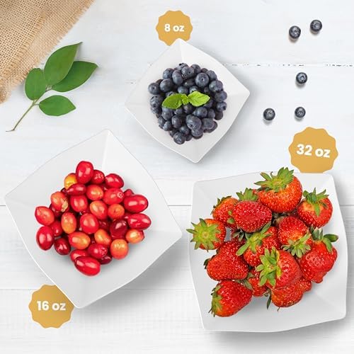 6 Pack Square Plastic Serving Bowls - White Small Plastic bowls 8 oz, Premium White Bowls For Weddings Catering, alternate