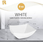 6 Pack Square Plastic Serving Bowls - White Small Plastic bowls 8 oz, Premium White Bowls For Weddings Catering, alternate