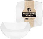6 Pack Square Plastic White Serving Bowls - White Plastic bowls 64 Oz - Salad Bowls Large Serving - Premium