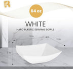 6 Pack Square Plastic White Serving Bowls - White Plastic bowls 64 Oz - Salad Bowls Large Serving - Premium, alternate view 3