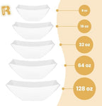 6 Pack Square Plastic White Serving Bowls - White Plastic bowls 64 Oz - Salad Bowls Large Serving - Premium, alternate view 5