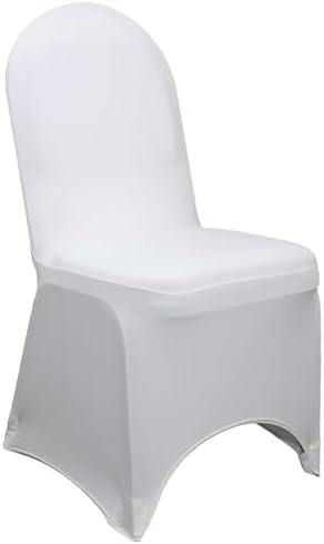 6 Pack Stretch Spandex Banquet Chair Covers - White, Wedding Slip, Premium Quality in White