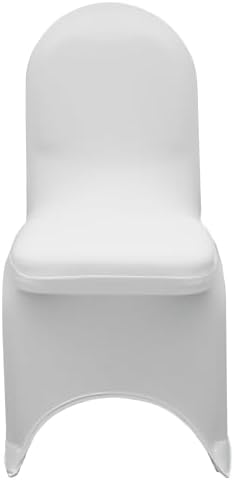 6 Pack Stretch Spandex Banquet Chair Covers - White, Wedding Slip, Premium Quality in White, alternate view 4