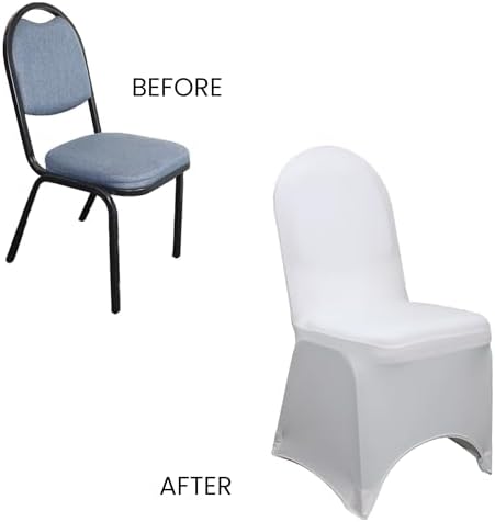 6 Pack Stretch Spandex Banquet Chair Covers - White, Wedding Slip, Premium Quality in White, alternate view 6