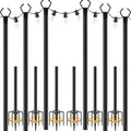 6 Pack String Light Poles,10 Ft Light Poles for Outside String Lights, Outdoor Lights Pole with Fork, Metal