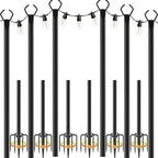 6 Pack String Light Poles,10 Ft Light Poles for Outside String Lights, Outdoor Lights Pole with Fork, Metal