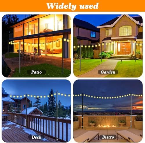 6 Pack String Light Poles,10 Ft Light Poles for Outside String Lights, Outdoor Lights Pole with Fork, Metal, alternate view 3