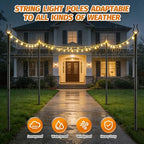6 Pack String Light Poles - 10FT Light Poles for Outside with Fork Base, Outdoor String Light Poles, Durable, alternate view