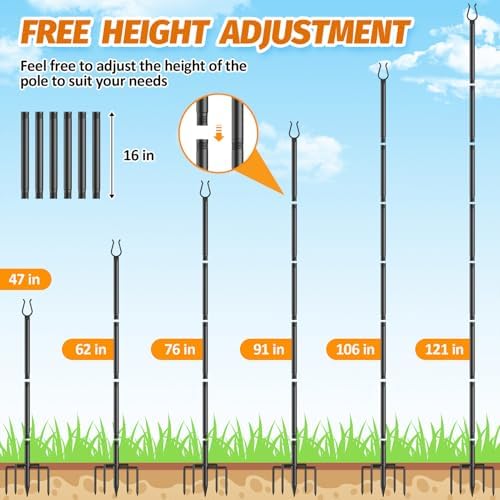 6 Pack String Light Poles - 10FT Light Poles for Outside with Fork Base, Outdoor String Light Poles, Durable, alternate view