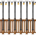 6 Pack String Light Poles for Deck, 5Ft Heavy-Duty Metal Deck Light Poles for Outside with Fixing Clips