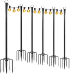 6 Pack String Light Poles for Outside, Adjustable Metal Patio Light Poles