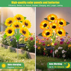 6 Pack Sunflower Solar Garden Lights Decorative Solar Landscape Lights in 6 Pack Sunflowers Lights, alternate view 7