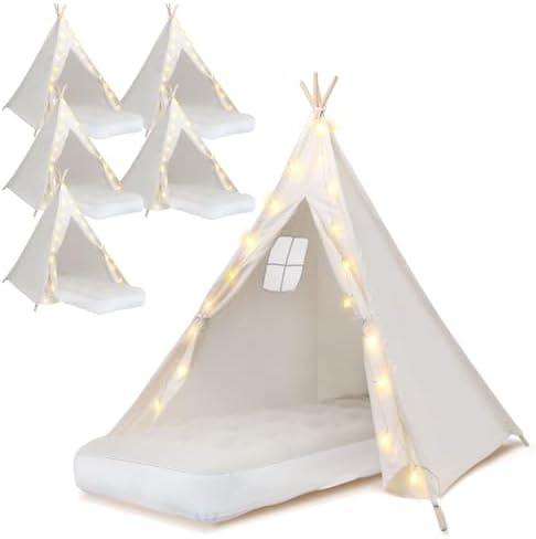 6 Pack Teepee Tent for Kids [Thickened], Kids Sleepover Teepee Tent Set